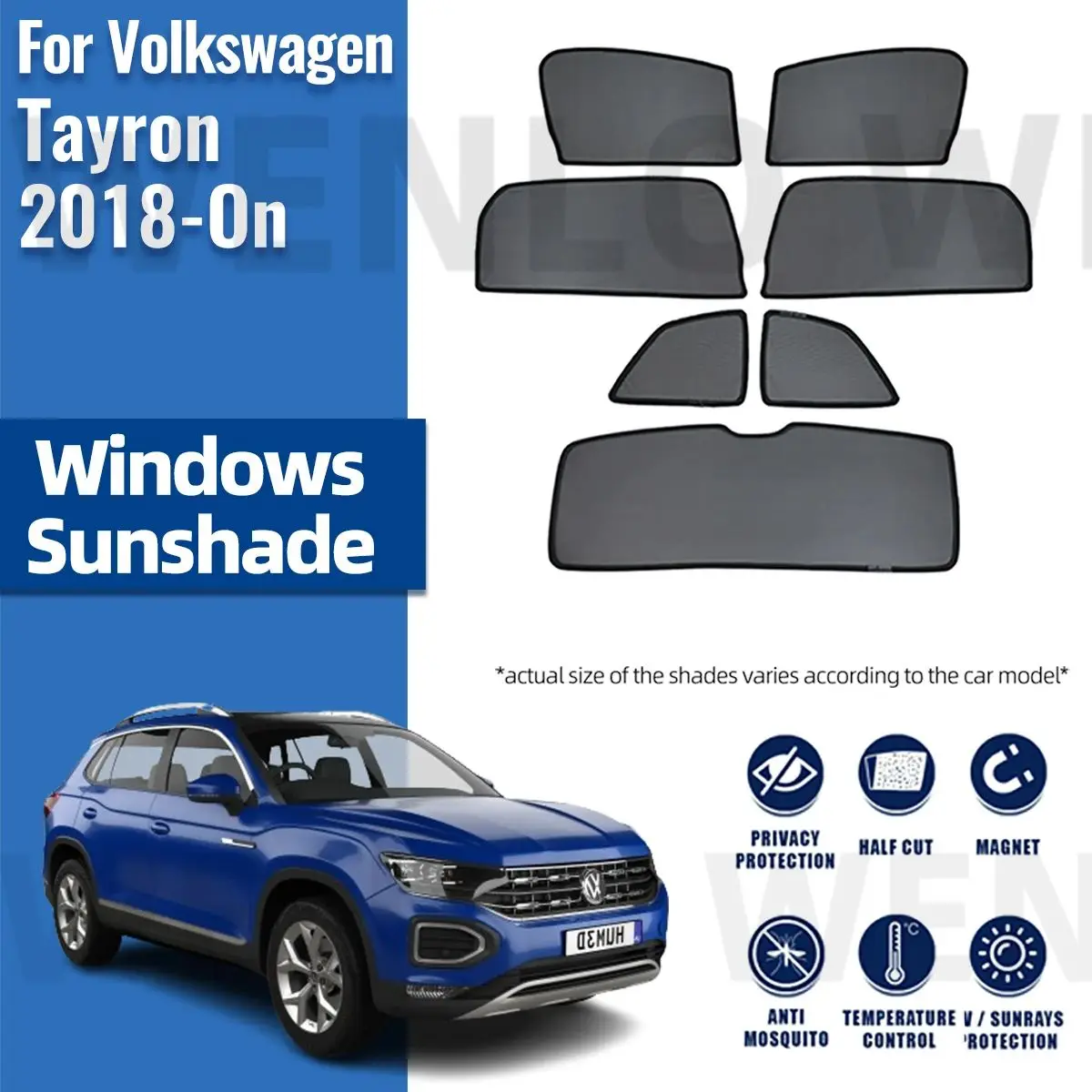 

For Volkswagen VW Tayron 2018-2023 Car Sunshade Shield Magnetic Front Windshield Frame Curtain Rear Side Window Sun Shades Visor