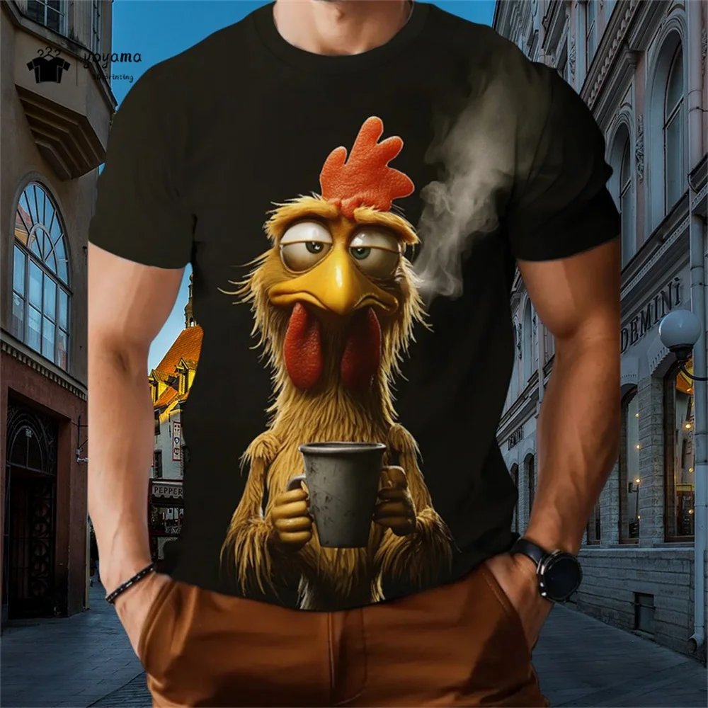 

Мужская футболка с забавным мультяшным животным, футболка с короткими рукавами и 3D персонализированным принтом в стиле хип-хоп, топы с круглым вырезом, летняя мужская повседневная одежда