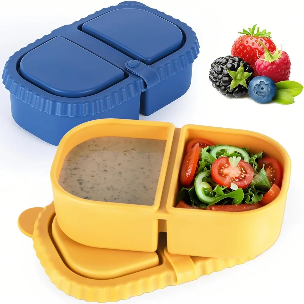 Silicone Snack Containers with Lids,Leakproof Reusable Snack Box, kitchen organizer and storage container