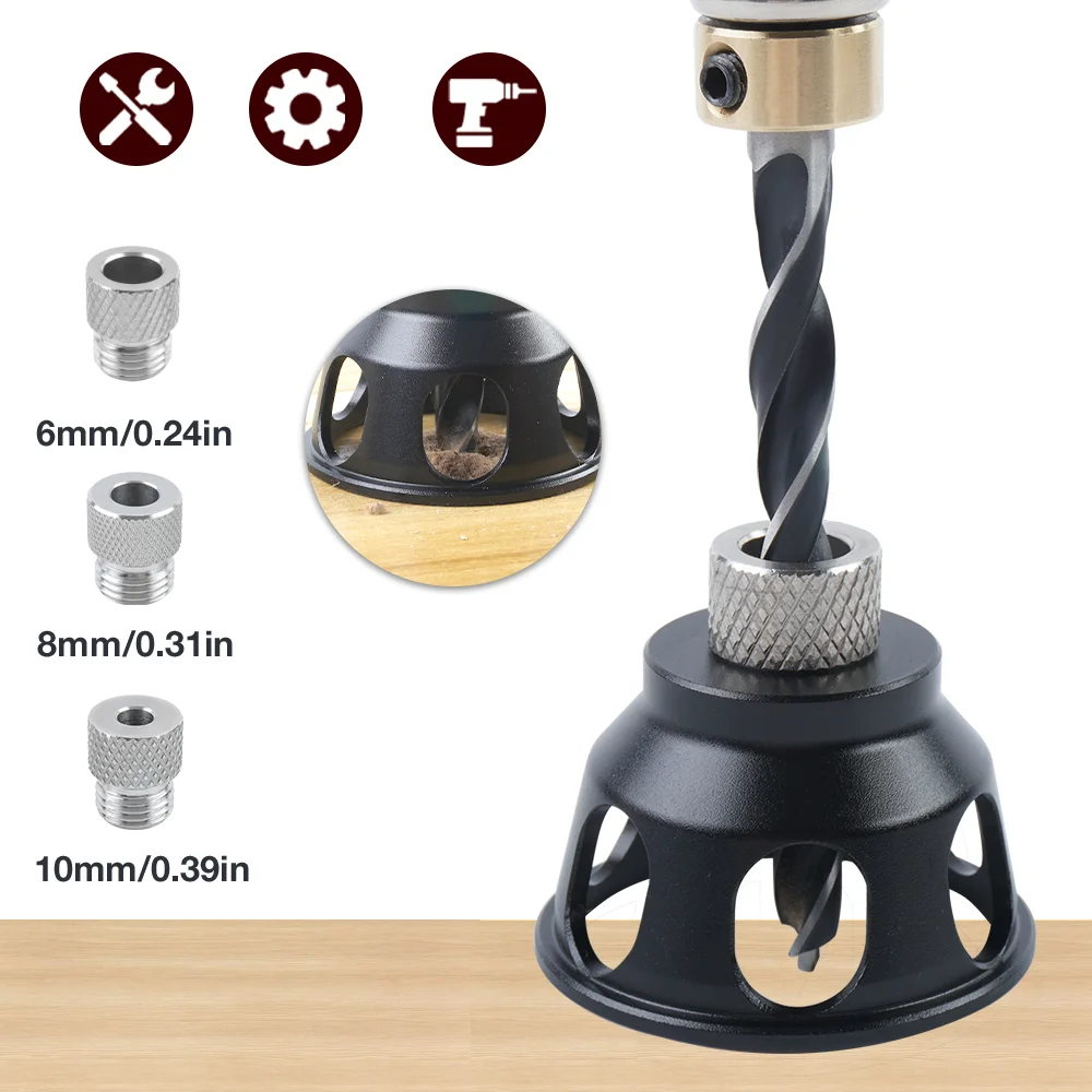 

6mm/8mm/10mm Replaceable Vertical Drilling Locator Kits, Angled Hole Locator, Made Of Aluminum Alloy, Woodworking Drilling Tools