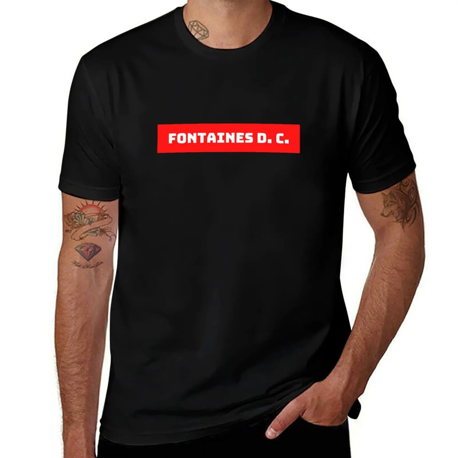 Fontaines D. C. red white letters sign T-Shirt quick-drying anime figures vintage anime shirt outfits for men