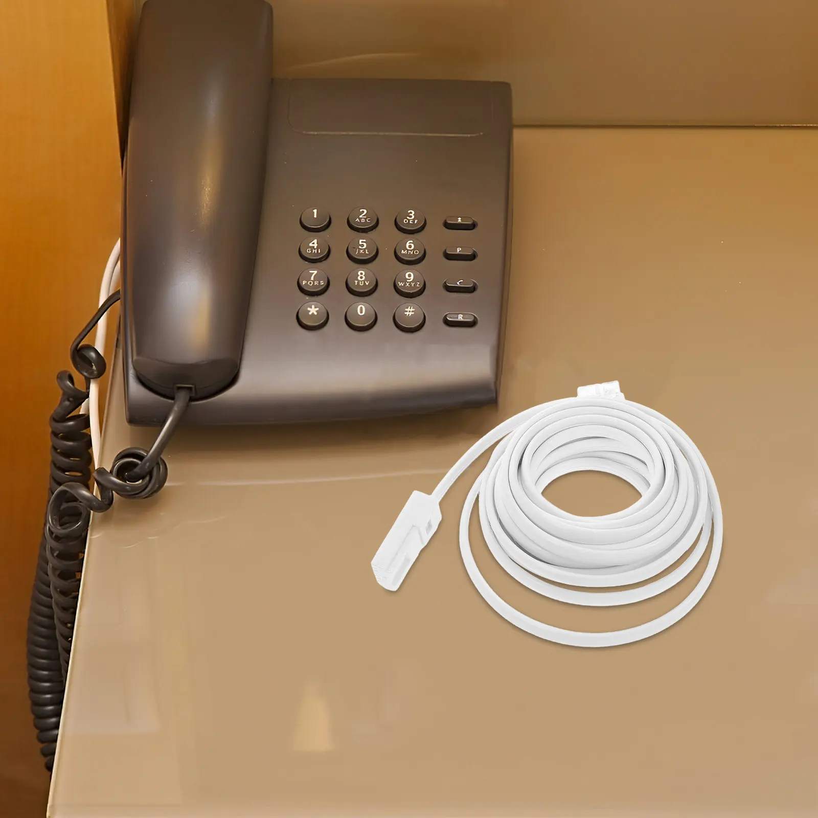 3 Meter Classic British Design Telephone Cord Landline Phone Cable Modem Connection Wire Fax Machine Extension Cord Home Office