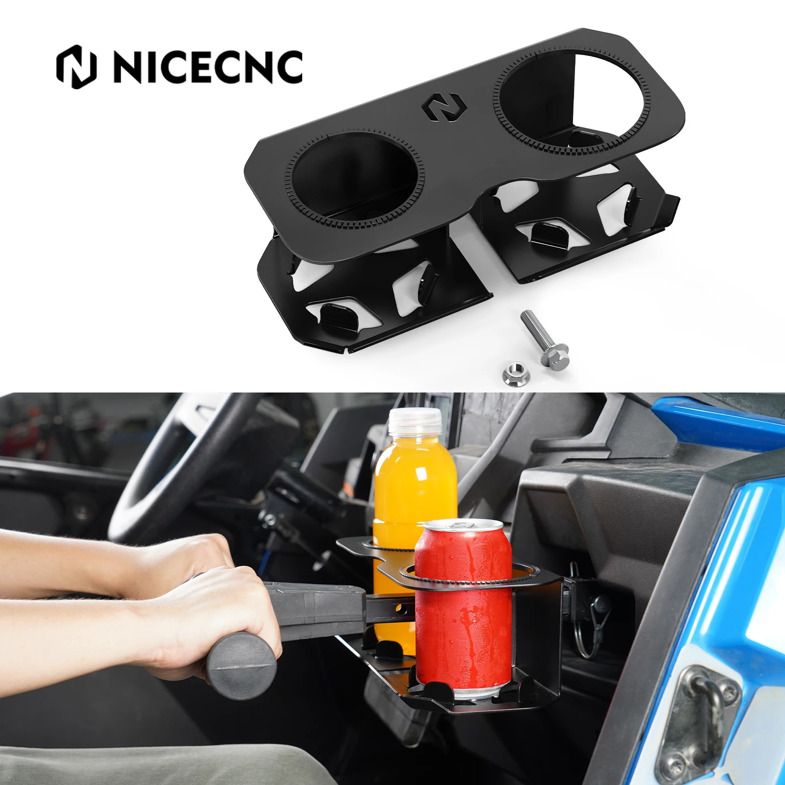 

For RZR Grab Bar Cup Holder NICECNC For Polaris RZR 1000 XP 2014-2023 UTV Accessories Steel replace 2634200 Limit Design