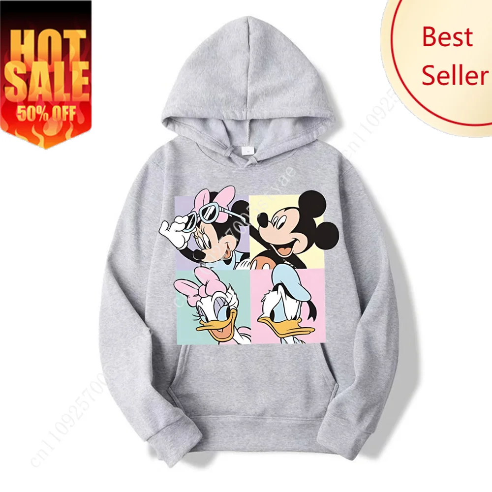 

Cartoon Minnie Pattern Pullover Brushed Warm Sweatshirt Loose and Comfortable Top Disney Mickey Minnie Casual Women's Hoodie