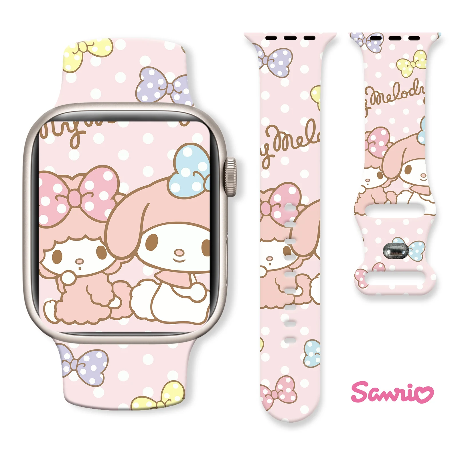 

Sanrio Melody for Apple for Apple Watch 11 10 9 8 7 Silicone Band Replacable Bracelet for iWatch 46mm 42mm 41mm 40mm Watchband