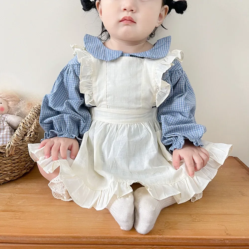 

Girl Clothes Spring Autumn New Single-breasted Girl's One Piece Clothes Or Lace Suspender Skirt Sweet Clothes Newborn