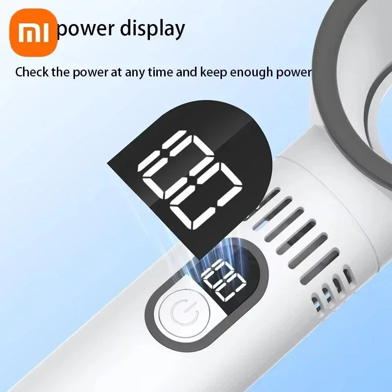 مروحة Xiaomi Mini بدون أوراق 100 مستوى عالية السرعة بدون أوراق، شاشة رقمية ذكية، شحن USB محمول، طاقة رياح عالية