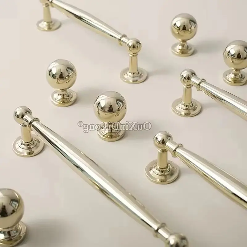 Exquisite Luxury 10PCS Solid Brass Gold Furniture Handles Drawer Pulls Cupboard Wardrobe Kitchen TV Wine Cabinet Pulls Knobs