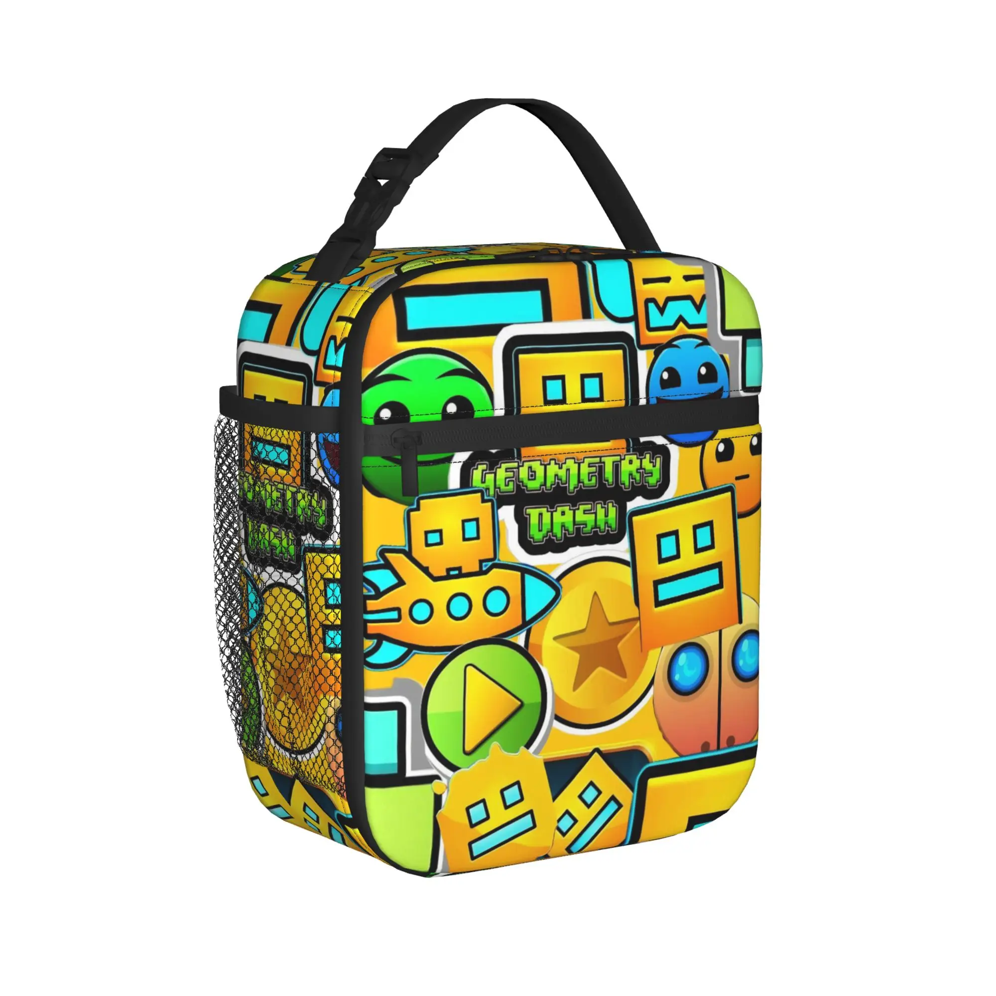 Geometry Dash Games Insulated Lunch Bag for Men Women  Food Container Portable Thermal Cooler Lunch Boxes For Work
