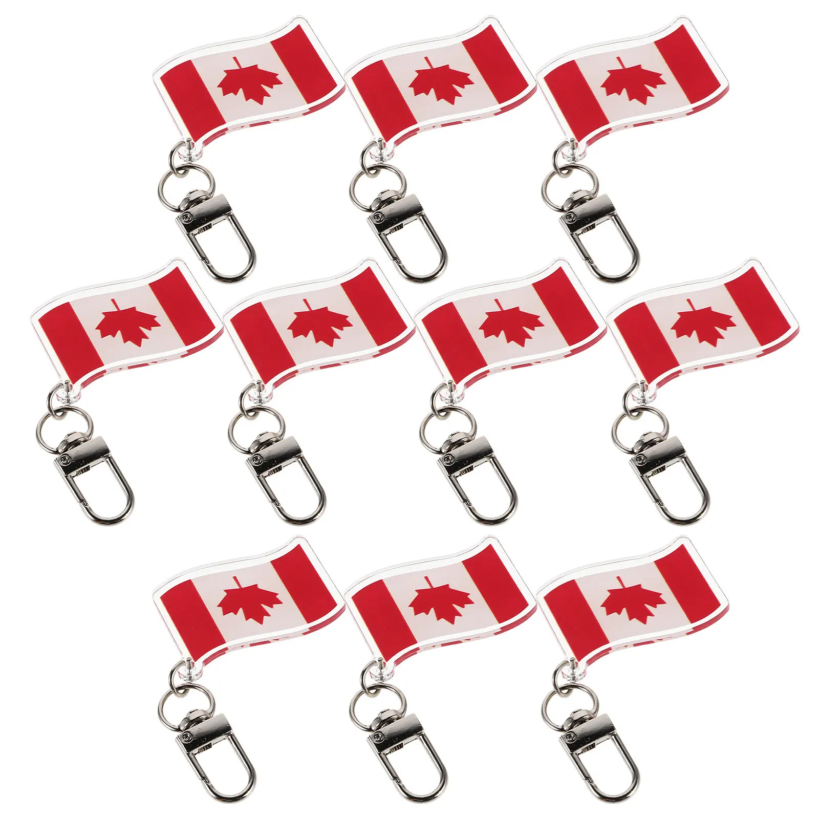 10 PCS Keychain Canadian Souvenirs Canada Day Backpack Pendant Ring Accessories Red
