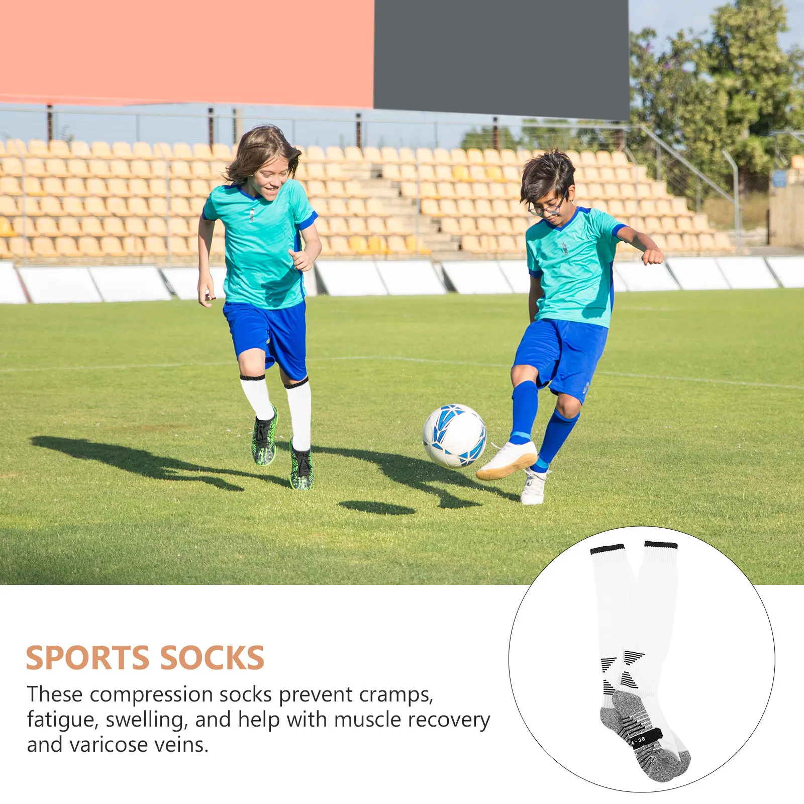 

1Pair Boy Football Socks Soccer Stockings Compression Breathable Sports Calf Socks for Training Outdoor Sports