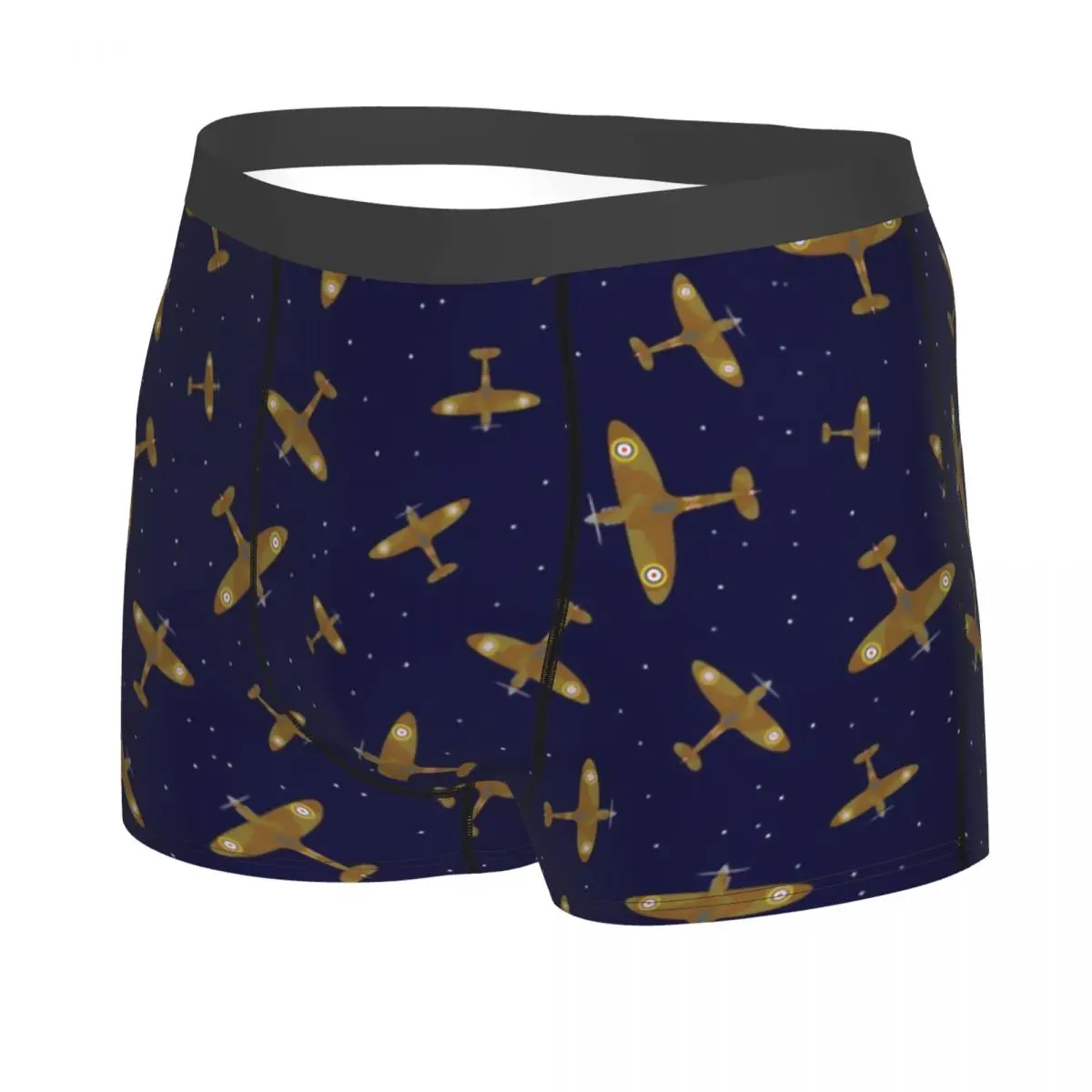 Spitfire Planes In Flight On Navy Blue Boxers Shorts Panties Male Underpants Stretch Supermarine Fighter Pilot Briefs Underwear