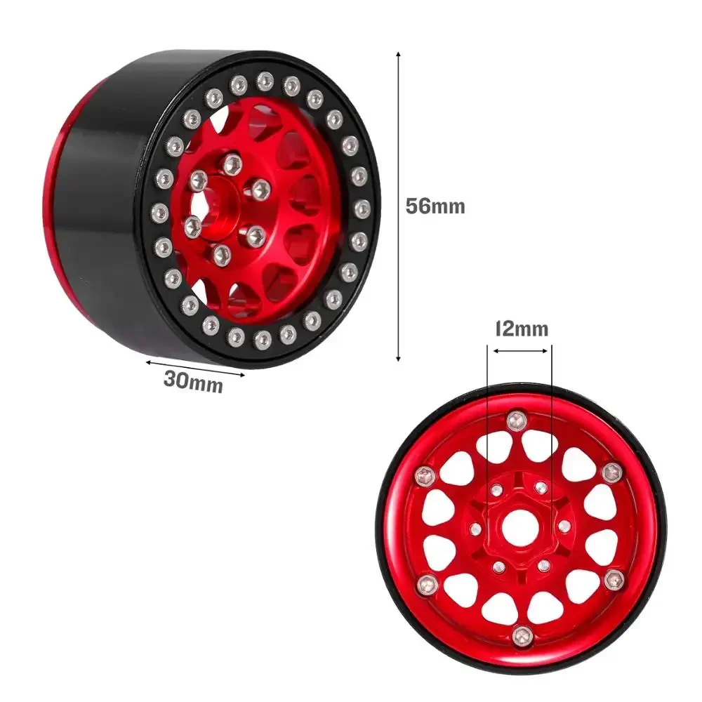 4PCS Metal 1.9 Beadlock Wheel Rim Hub for 1/10 Trxs Hsp Redcat Rc4wd Tamiya Axial SCX10 D90 HPI RC Car Spare Part