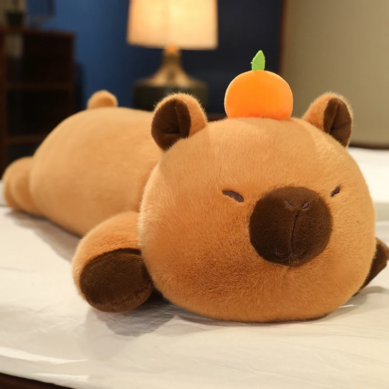 80-120cm New Lying Capybara Plush Toys Lovely Soft Long Capibara Sleeping Pillow Cushion Dolls Bedroom Birthday Women Gift