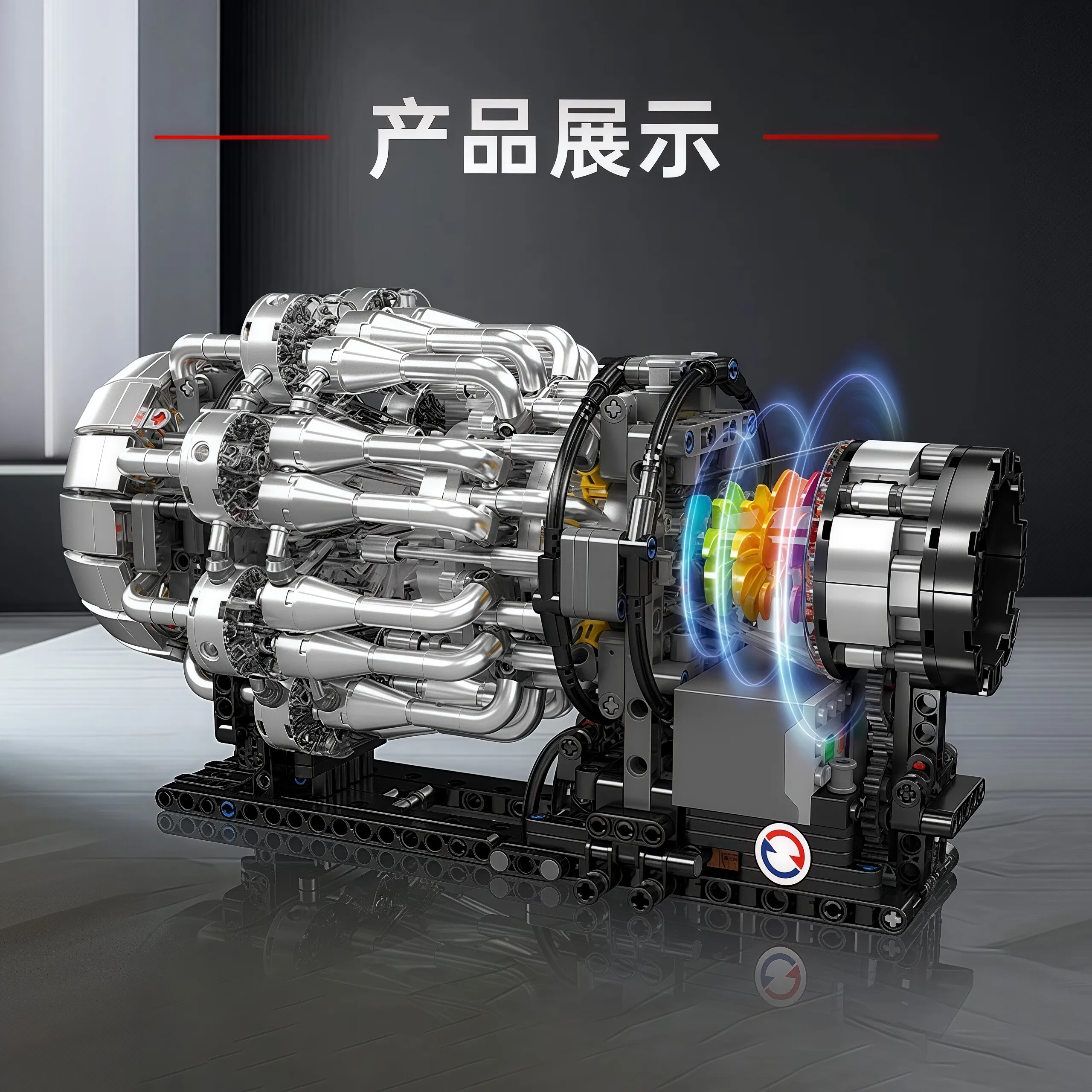 Turbojet engine electric model simulation assembly building block ornament gift, high-difficulty toy