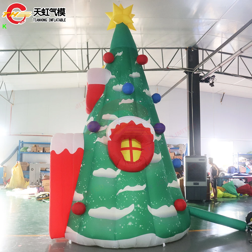 Fast Shipping 6m-19ft High Inflatable Christmas Decoration Tower Tent Outdoor Inflatable Christmas House Santa Grotto for Sale