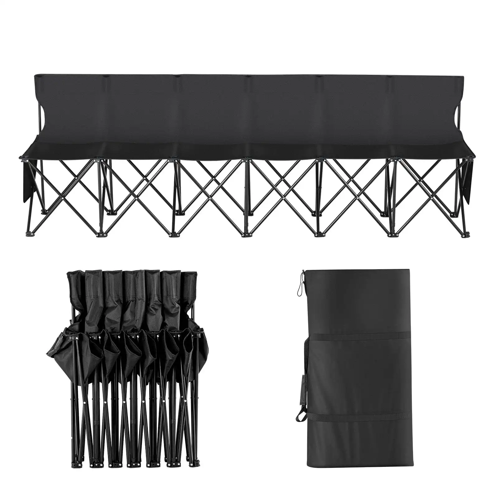 

6-Seat Portable Folding Sport Bench, Outdoor Camping Chair with Carry Bag