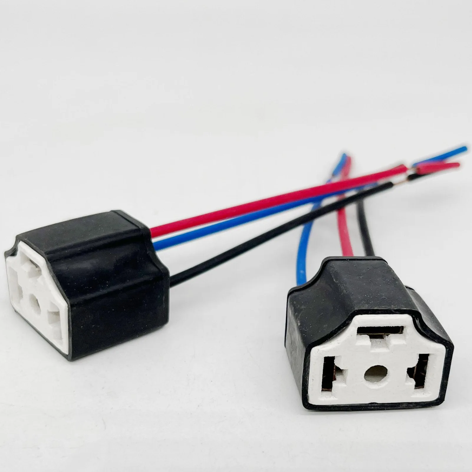 2pcs H4 9003 HB2 Headlight Connector Socket Ceramic Female Plug Wire Harness Adapter for Car Truck Motorcycle LED Halogen Bulb