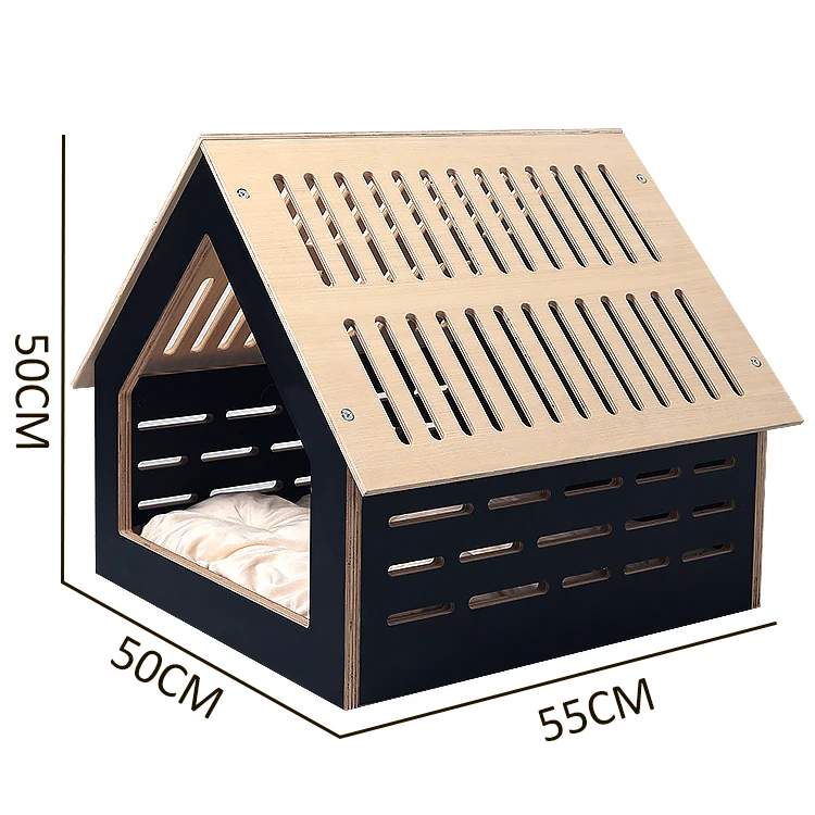 Indoor Breathable Hollow Roof Dog Cat House Shed Furniture Carved Plywood Dog House Kennel Pet Cat Puppy Wooden Crate House