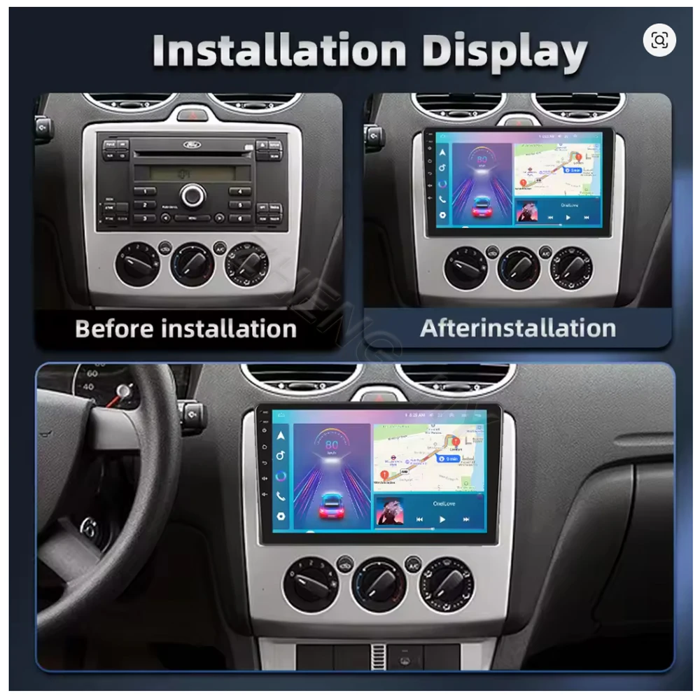 Android 16 Wireless CarPlay Android Auto Car Radio For Ford Transit 2009 2010-2016 Ford Focus 2005-2008 GPS WiFi BT 2din Autorad