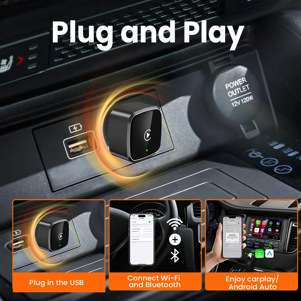 جديد لاسلكي CarPlay أندرويد محول السيارات USB الذكية صندوق صغير التوصيل والتشغيل العالمي لشركة فولكس فاجن بنز