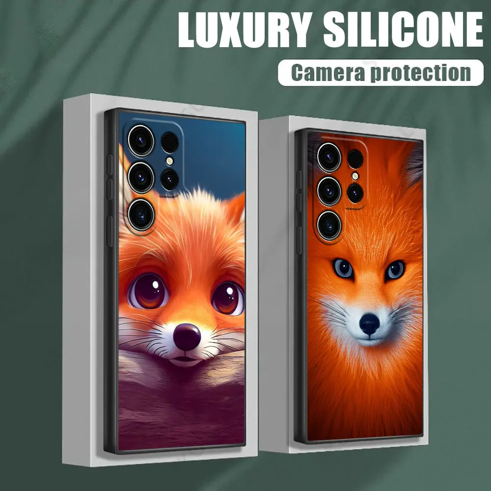 삼성 갤럭시 S24 울트라 케이스, S23 5G S21 S20 FE S22 9 S24 플러스 노트 20 울트라 10 실리콘 백 커버, 귀여운 여우 아기