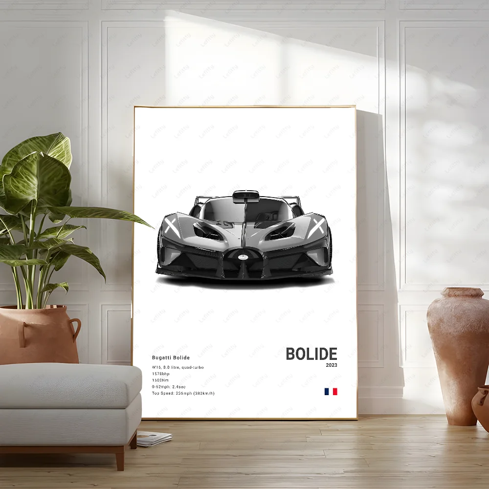 B-Bugatti V-Veyron Luxury Supercar CHIRON DIVO BOLIDE Poster Home living room Wall Art Garage Room Decor