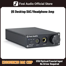 Fosi Audio Q5 DAC Converter USB Digital-to-Analog Adapter ESS9018K2M Decoder & Headphone Amplifier & Mini Stereo Preamplifier