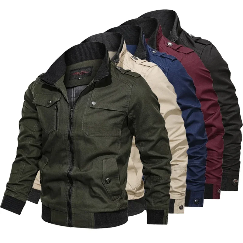 

Bomber Jacket Men Fashion Casual Windbreaker Jacket Coat Men 2024 Spring Autumn New Hot Outwear Stand Slim Military Jacket Mens