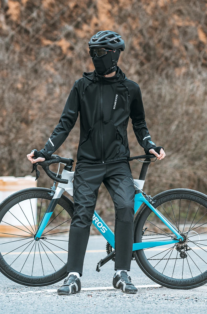 ROCKBROS Winter-Fahrradjacke mit Kapuze, warmes Fleece, thermisch, winddicht, lange Ärmel, Fahrrad-Oberteil, Mantel, Herren-Fahrrad-Windbreaker-Kleidung – Detail 21