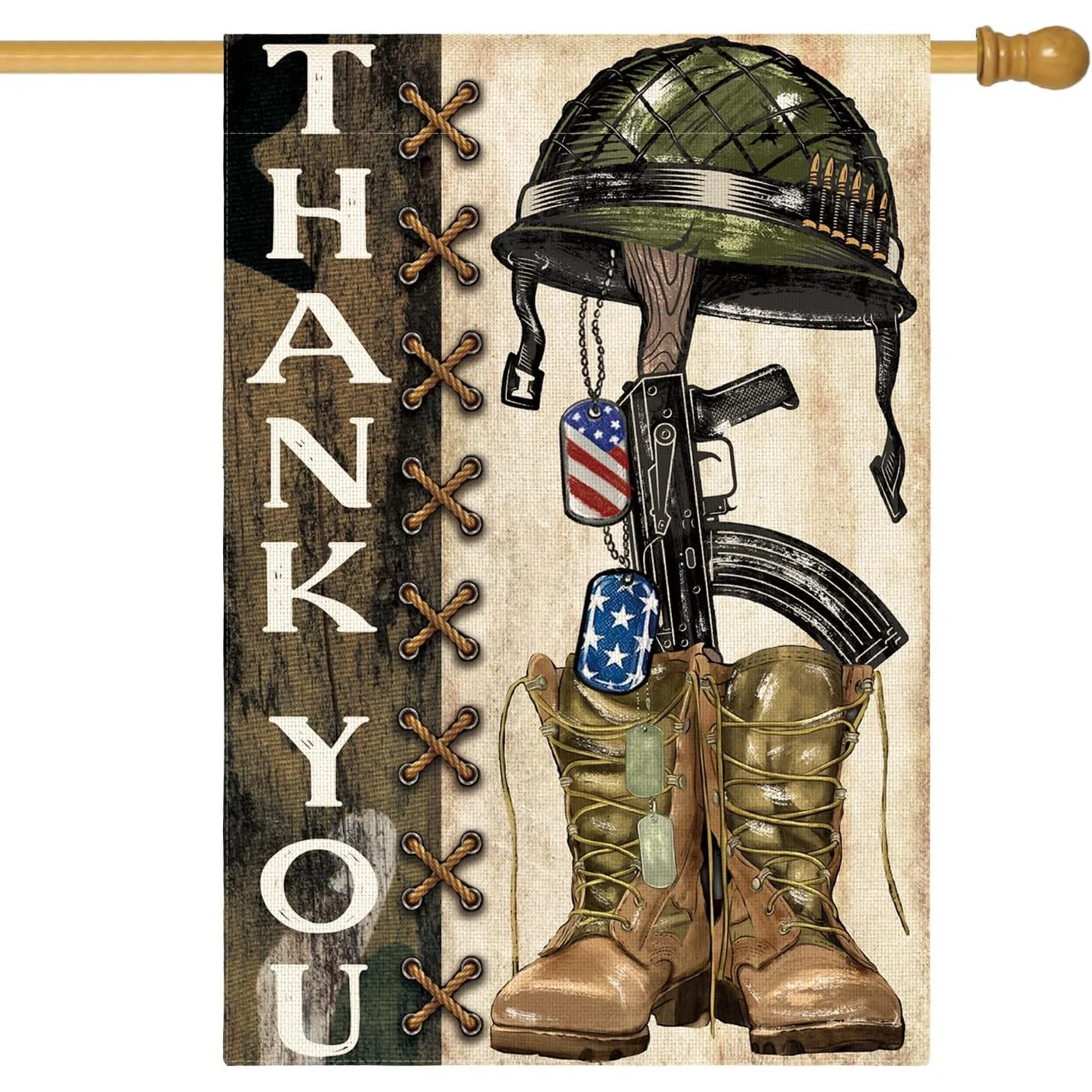 1pc Memorial Day Appreciation Heroes Garden Flag 12*18 Inch  Military Soldiers Boots Patriotic Outdoor Decor