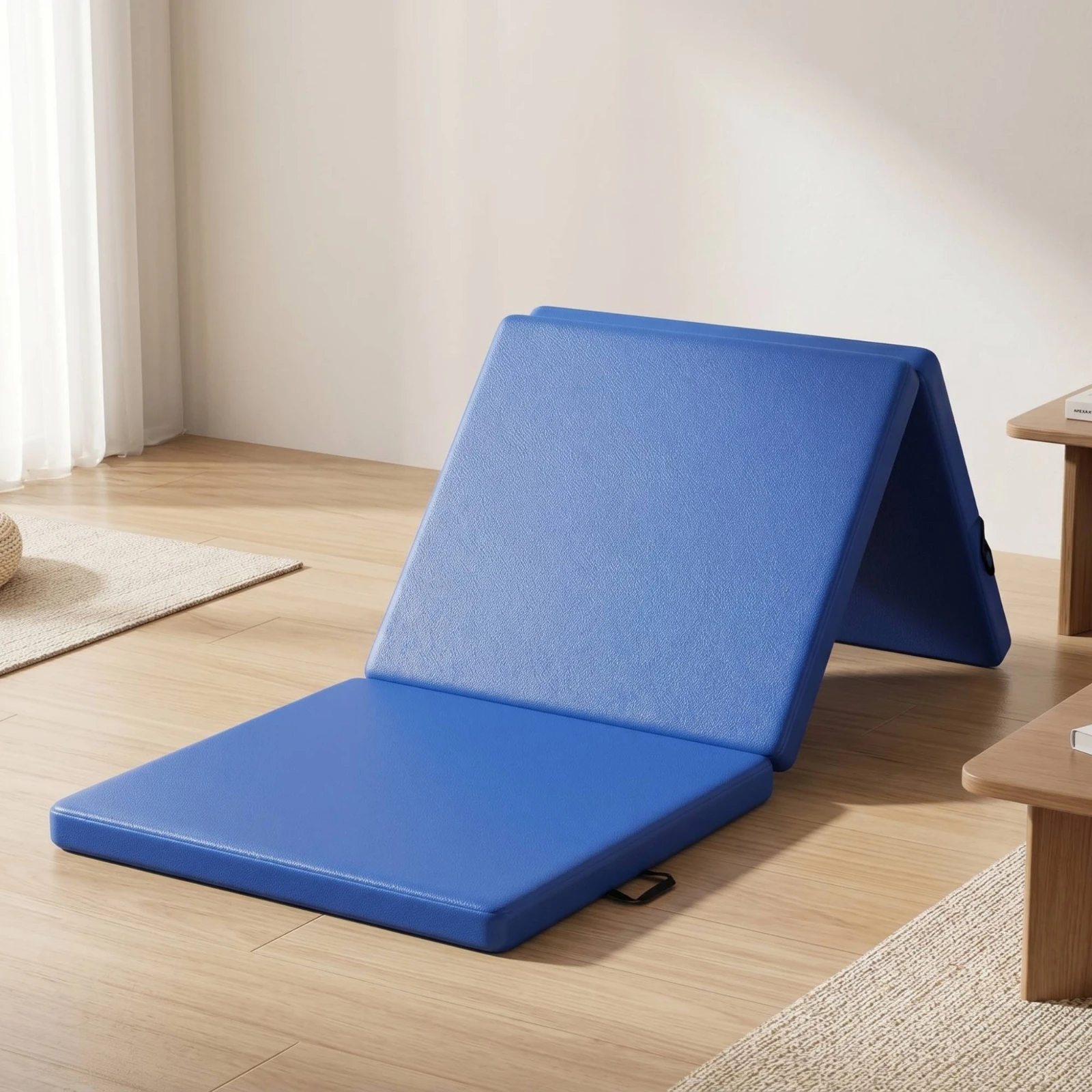 Tri-Fold Gym Mat Easy to Clean Folding Exercise Mat with Handle Long-Lasting Thick for Fitness Enthusiasts, Home Workouts