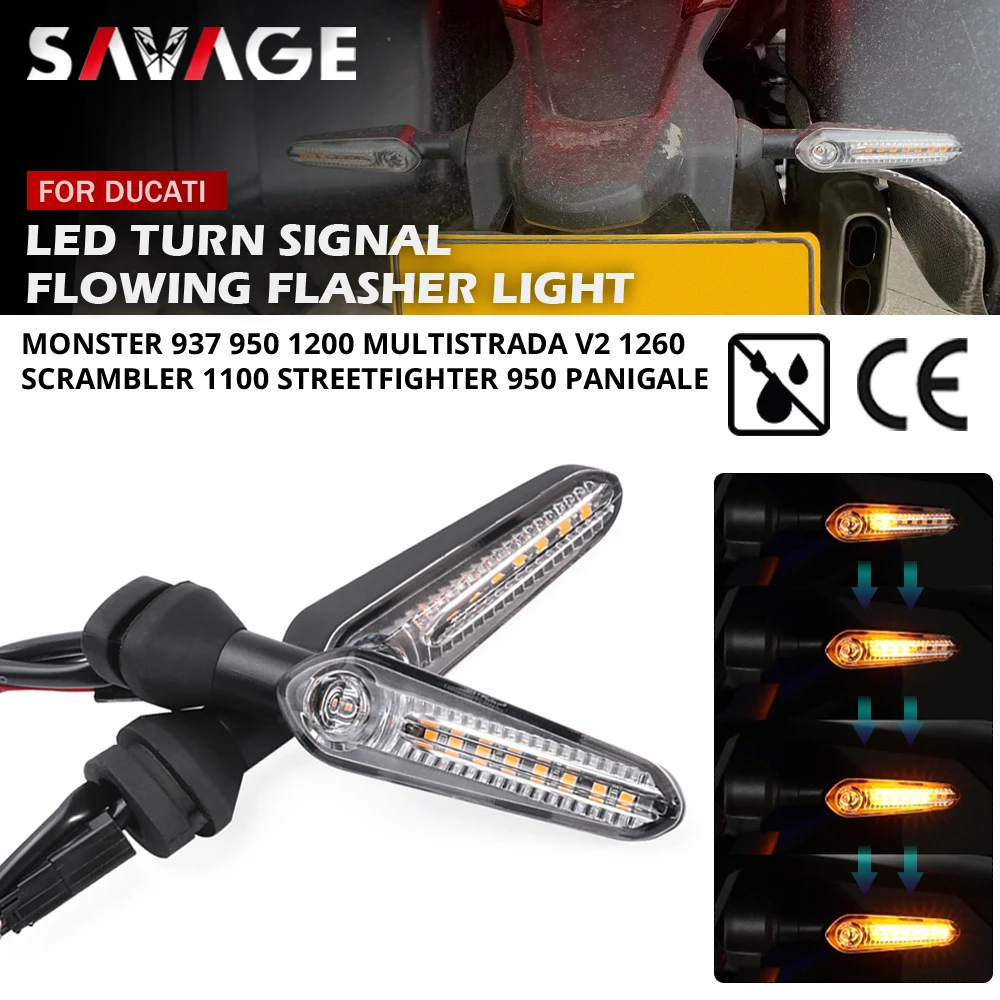 Led sinal de volta fluindo luz para ducati monster 950 937 1200 scrambler panigale hypermotard multistrada v2 pisca motocicleta