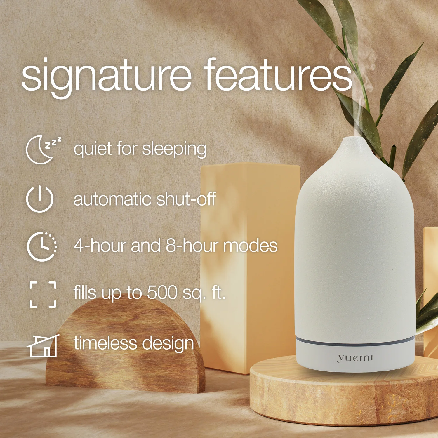 Elegant Ceramic Aromatherapy Diffuser - Heat-Free, Whisper-Quiet Essential Oil Diffuser with Natural Blends, Stylish Design, and