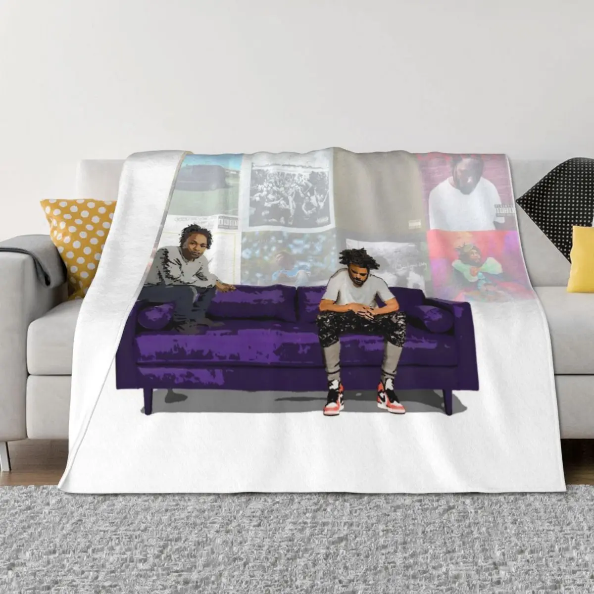 

Kendrick Lamar x J Cole Throw Blanket Hairy Luxury Thicken manga Luxury Throw Blankets