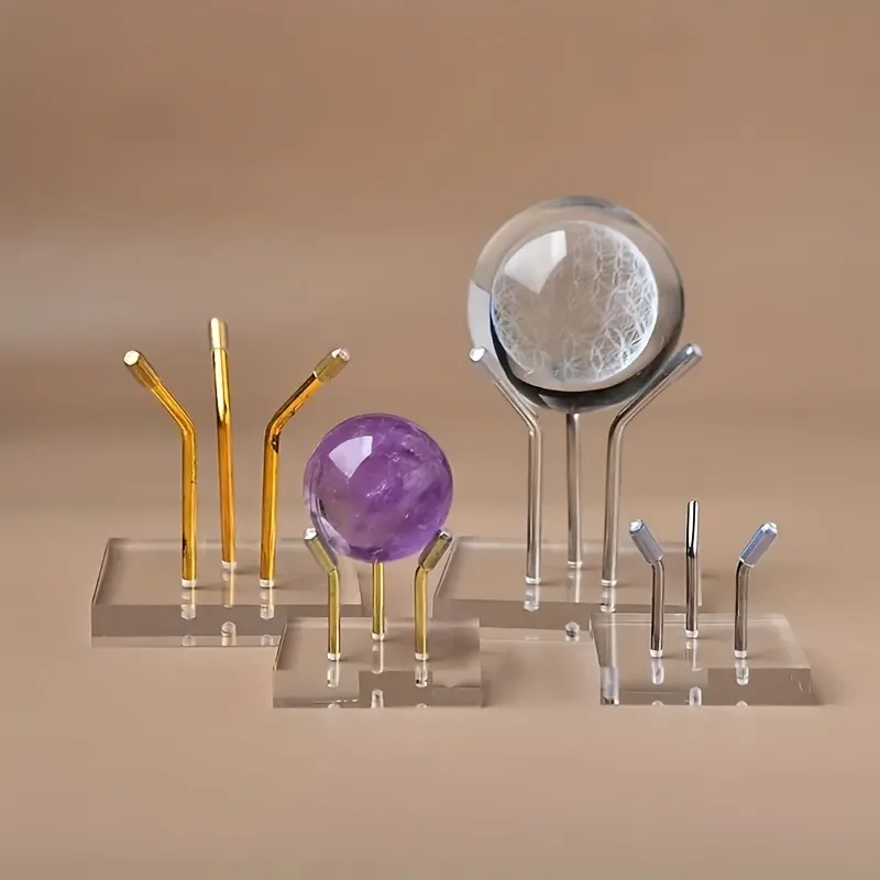 4pc Crystal Clear Acrylic Display Stand 3 Angles To Support Various Spheres for Displaying Collectibles Transparent Acrylic Base