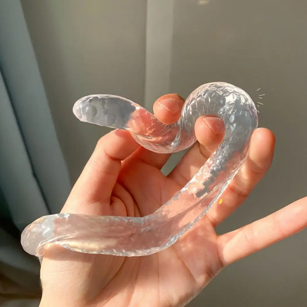 Creative Transparent Snake Decompressing Toys Stress Relief Soft Snake Pinching Toys Squeeze TPR Simulation Snake Figurine Gift