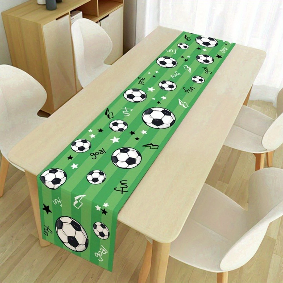 1 Stück Fußball-Tischläufer, Dekoration für den Spieltag, Tischdecke aus Polyester für Fußball-Themen-Geburtstagsfeiern und Fußball-Match-Dekorationen – Detail 7
