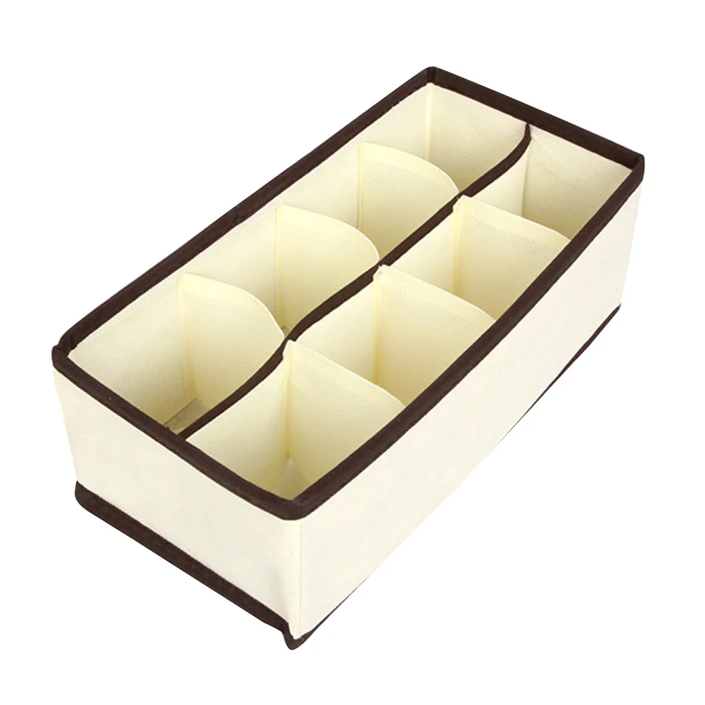 Foldable Non-woven Beige Clothes Storage Box Closet Drawer Dividers Organizer for Socks (8 Compartments)