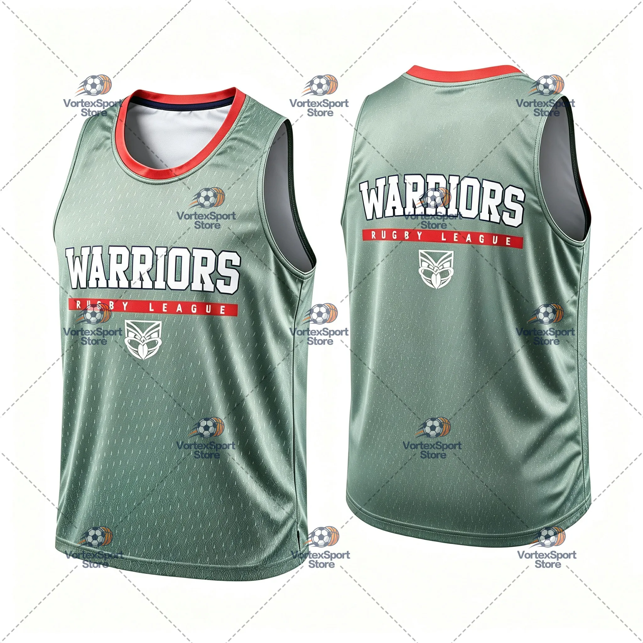 Kinder NO.95 New Zealand Warriors Rugby Schnelltrocknende Weste Herren Ärmellose O-Ausschnitt NRL Sport-Trainingsweste – Detail 6