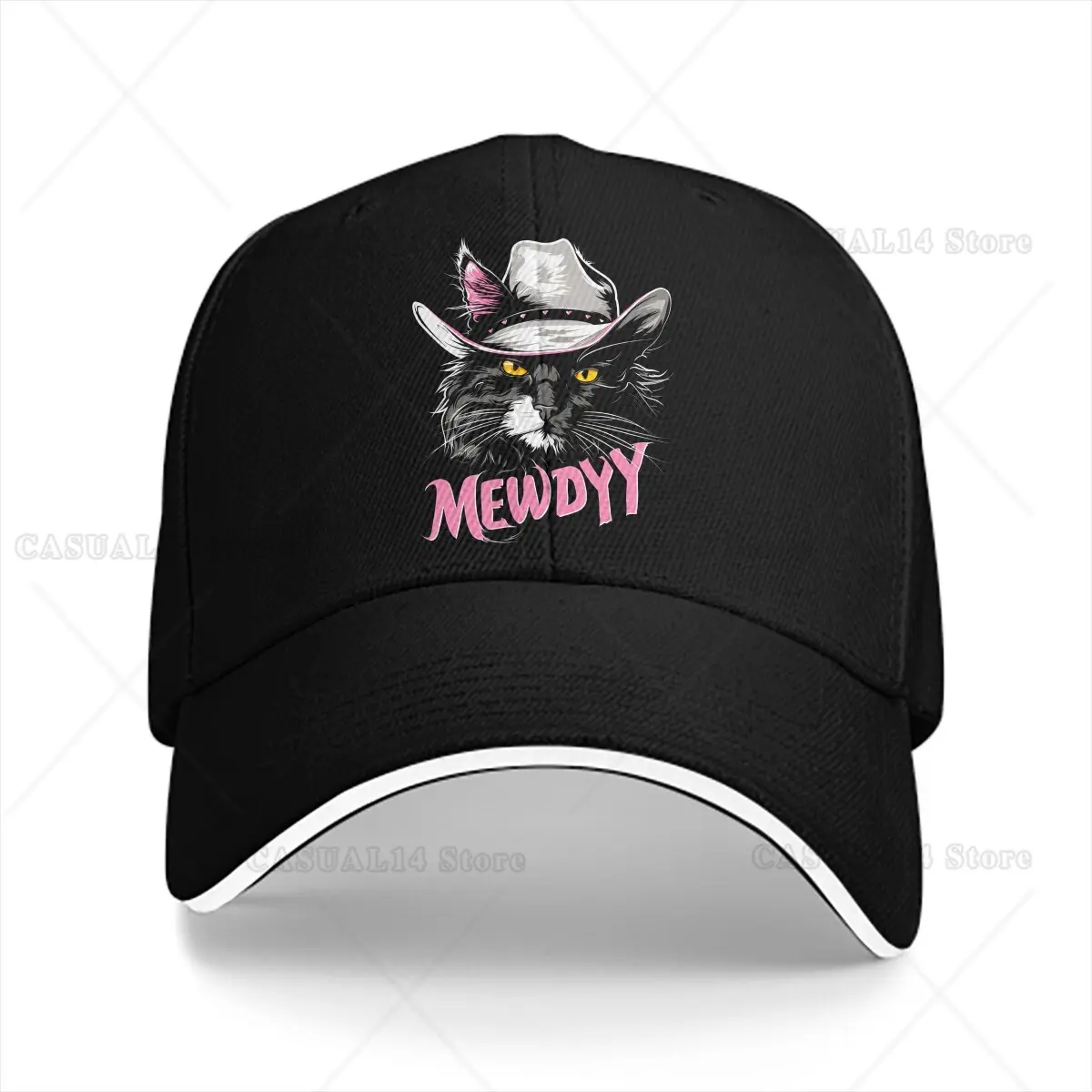 

Washed Men's Baseball Cap Saddle Up Meow Cowboy Cat Trucker Snapback Caps Dad Hat Golf Hats