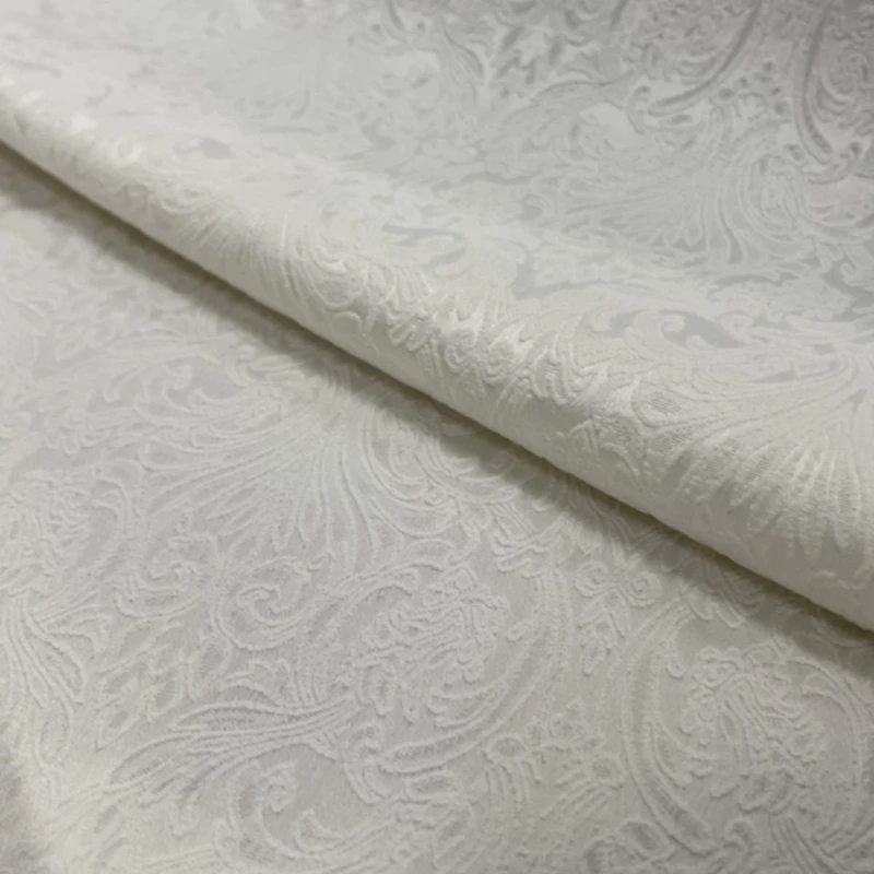 Jacquard Cotton Fabric European American Brocade Fabrics for Diy Sewing White Dress Overcoat Cloth By The Meter