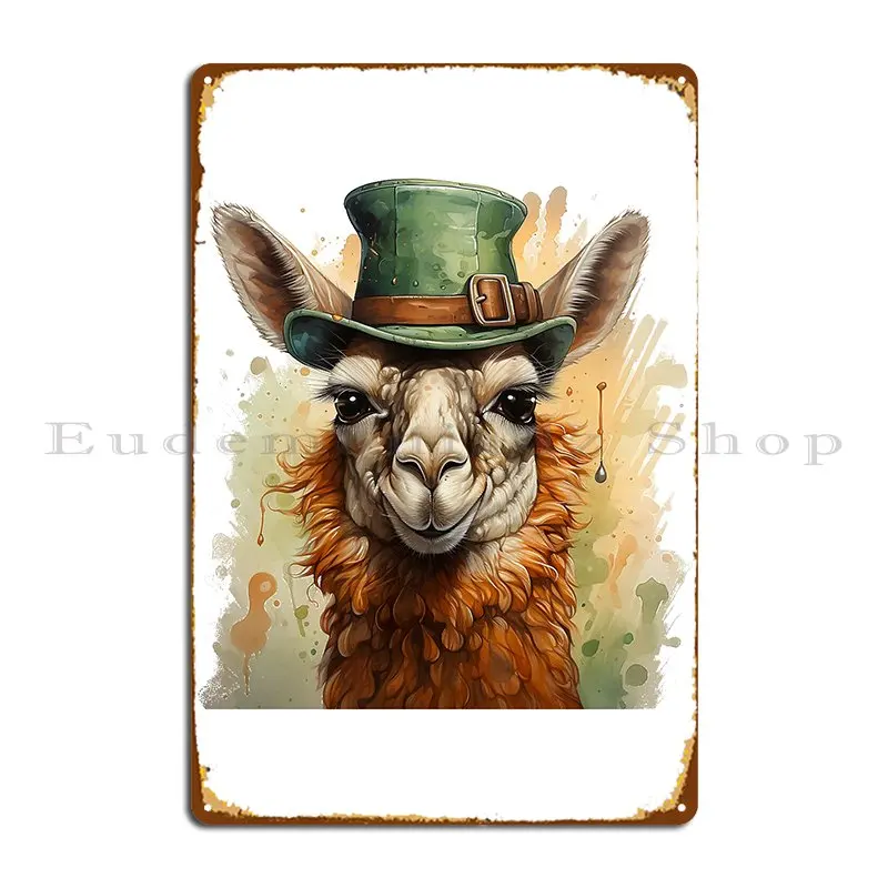 Gentleman Llama Dapper Animal Portrait Metal Sign Bar Cave Party Printed Wall Pub Wall Cave Tin Sign Poster