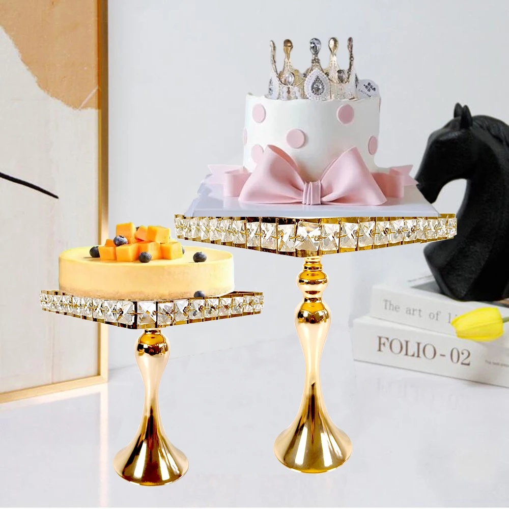 3Pcs-19Pcs/lot Gold Square Cake Stand Set Metal Dessert Table Display for Wedding, Birthday, Anniversary, Baby Shower, Party.