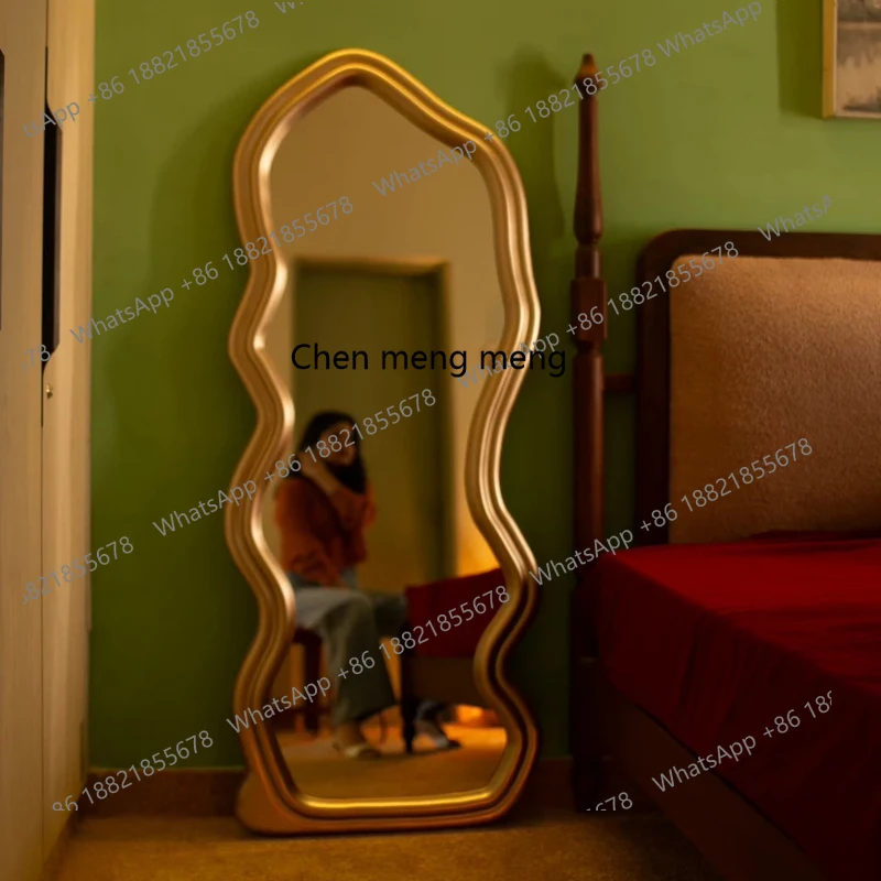 

Французское ретро волнистое домашнее художественное напольное зеркало для гостиной, нерегулярное зеркало в полный рост для пожилых людей