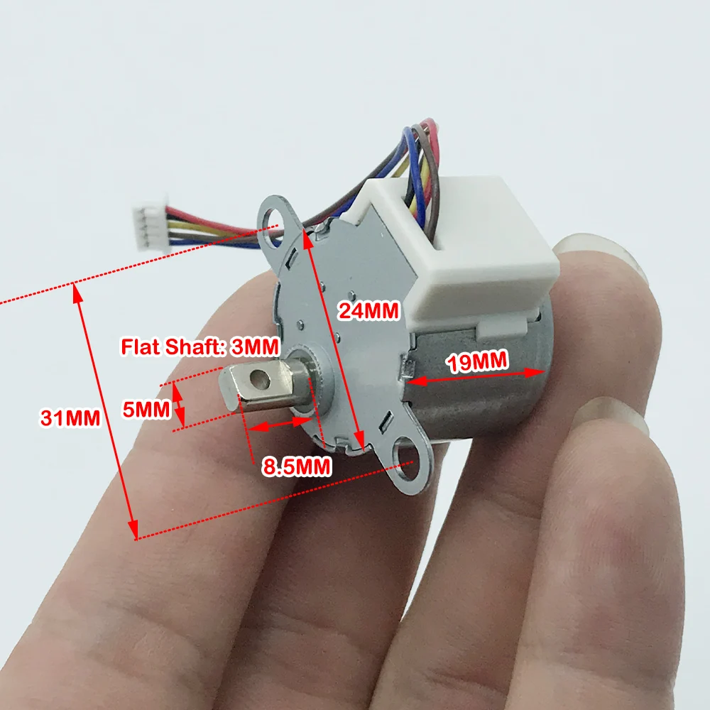 Mini 24mm Stepper Motor 4-phase 5-wire 24BYJ DC 5V Micro Step Geared Motor Large Torque Long-line for Smart Toilet Accessories