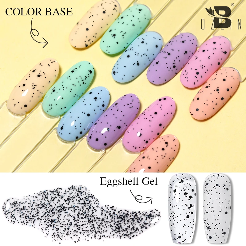 

BOZLIN 7.3ml Solid Eggshell Nail Gel Polish Colorful Pastel Glitter Soak Off UV Gel Semi Permanent Varnish Nail Art Manicure