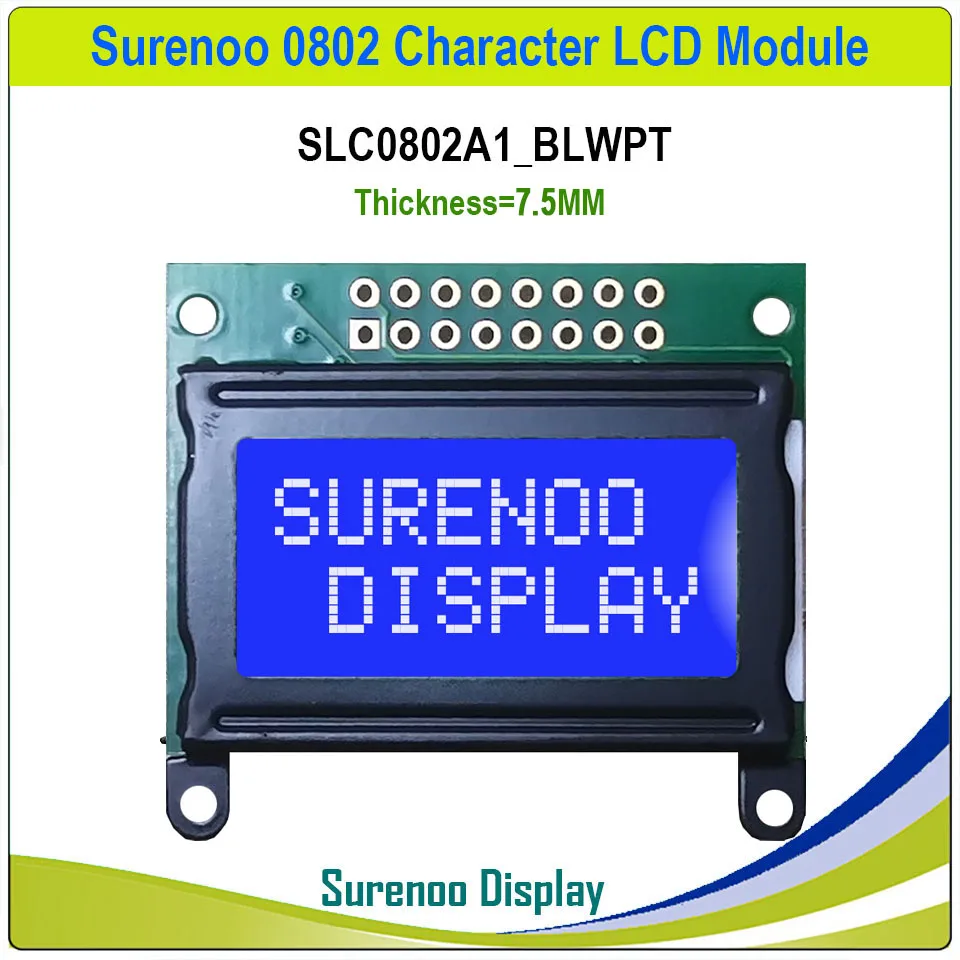 40*30MM 8*2 0802 8X2 Character LCD Module Display Screen LCM with / without Backlight build-in SPLC780D Controller