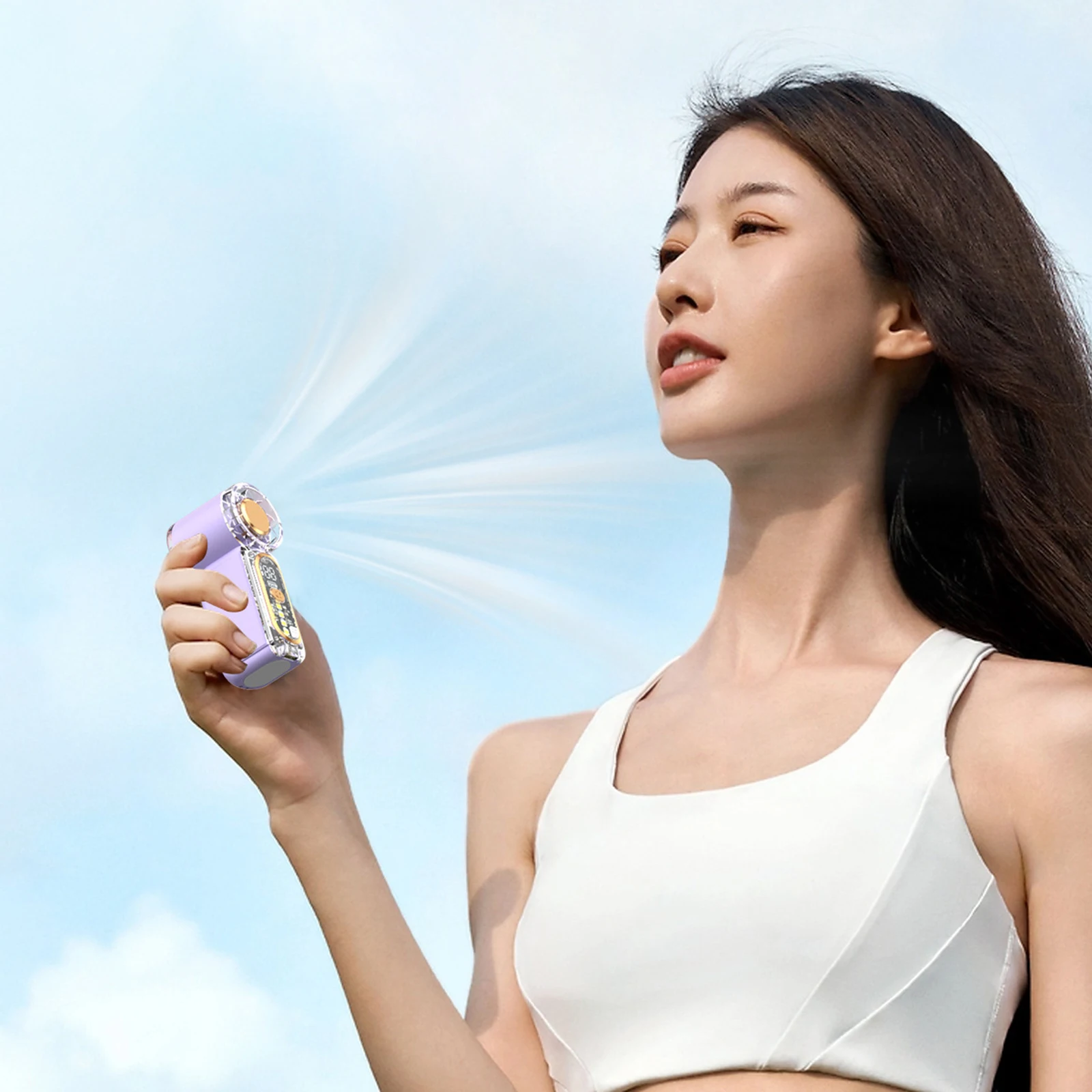 Personal Mini Air Cannon Fan 100-Level Speeds Ice Feeling Handheld Fan Ultra-Quiet Small Electric Fan for Travel//Concerts