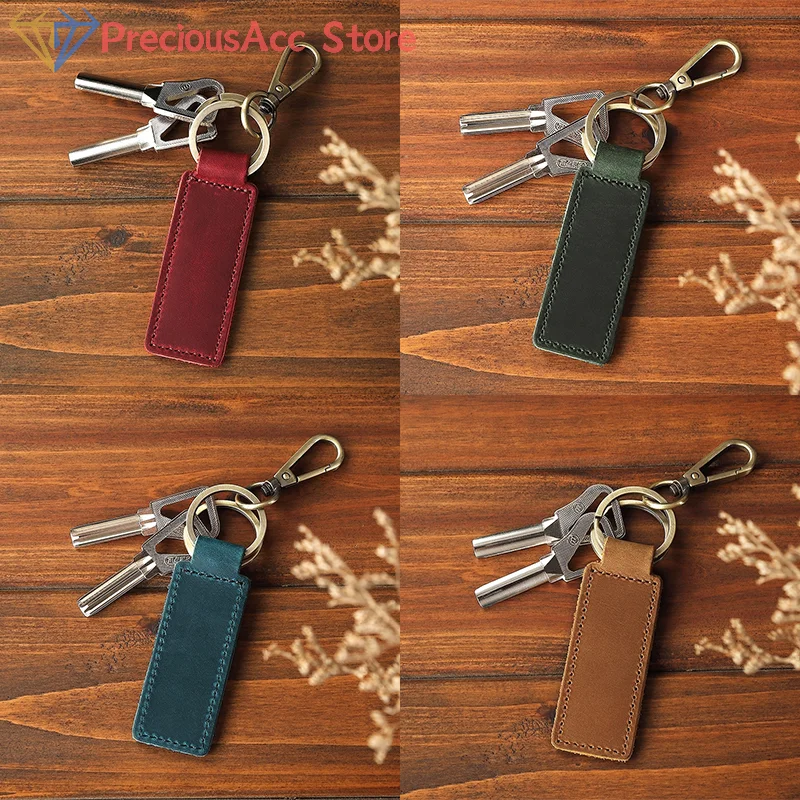 Echtes Leder Rindsleder Schlüsselanhänger Retro Metall Karabinerverschluss Anhänger Mode personalisierte Anti-verlorene Auto Schlüsselanhänger Schlüsselanhänger